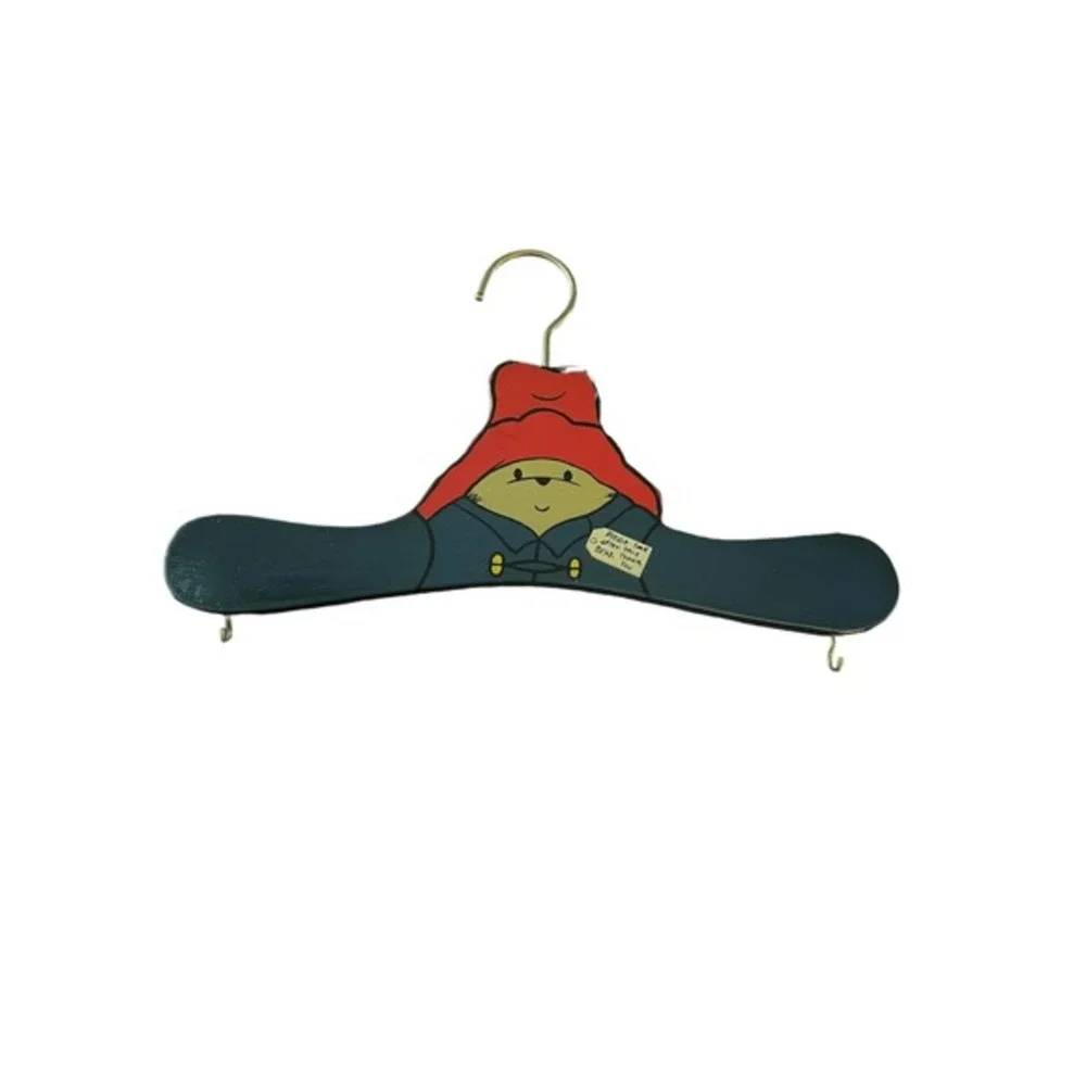 Paddington Bear Painted Coat Hanger Clothes Rack Wood Metal Hook 1998 Vintage